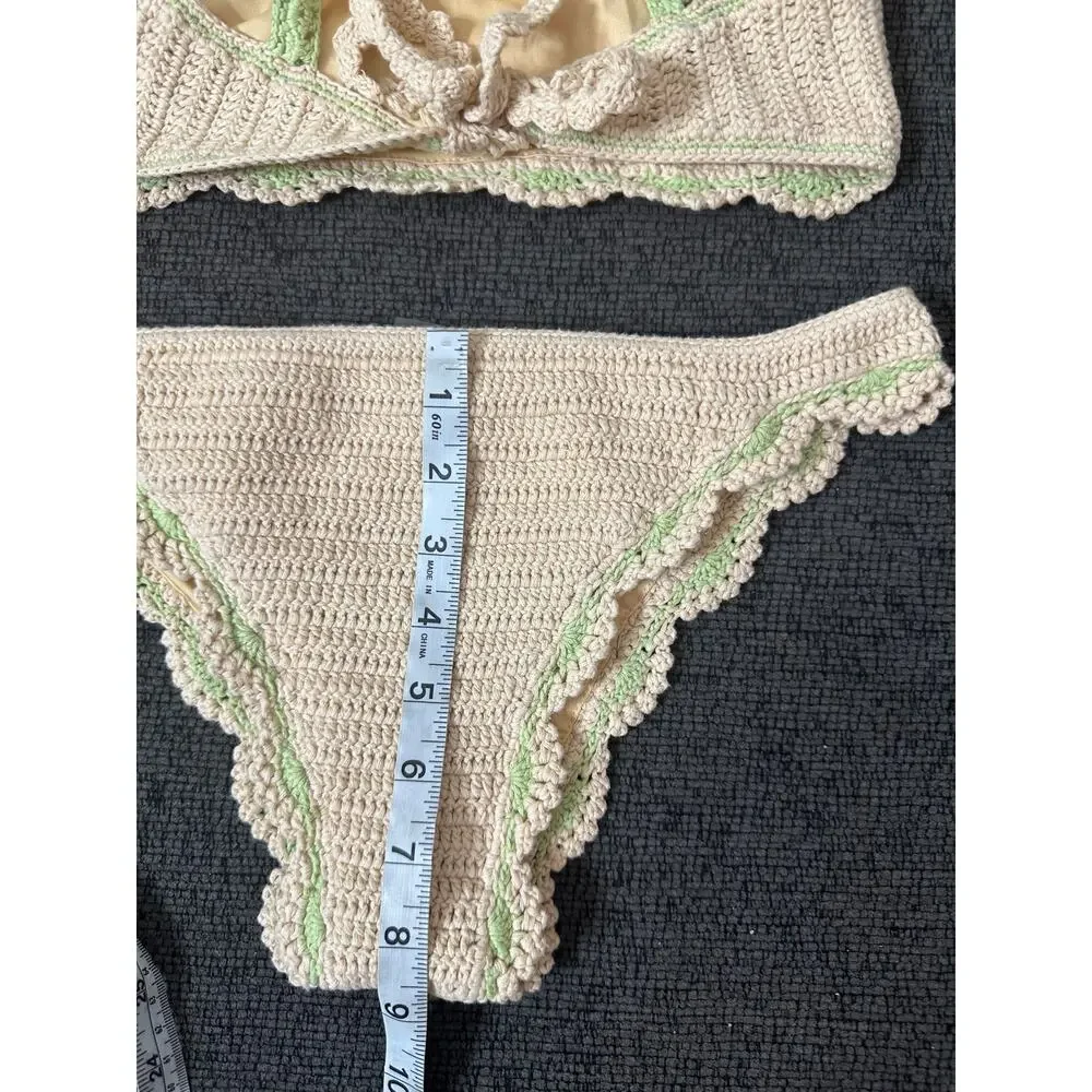 Maiyo London Astrid Crochet Bikini Set size L Scalloped Bandeau